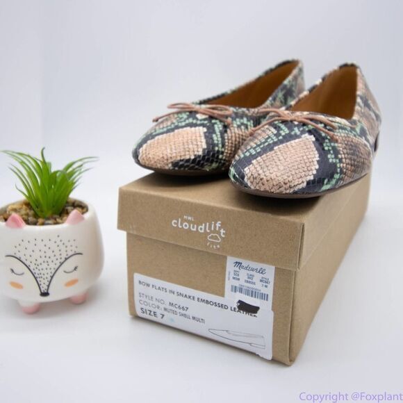 Madewell Adelle Ballet Flat in Snake‎ Embossed Leather, women's size 7 - Picture 13 of 13